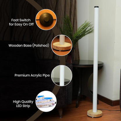 Luminor Floor Lamp 360 Degree Standing Modern 3.5ft Height Corner Lamp | 28Watt Floor Wall & Corner Highlighter 3000K Warm White Lamp for Living Room, Bedroom, Office, Hotel Rooms and Kids Room