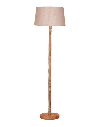 Lamper Mid Century Modern Floor Lamp,Hand Turned Floor Lamp Wood for Living Room,Stand Lamp with Fabric Lampshade for Bedroom, Study Room and Office