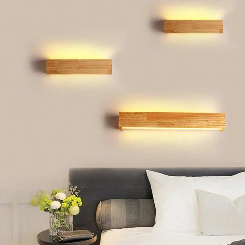 Wooden LED Wall Lamp | Modern Wall Lights for Living Room, Bedroom, Bathroom, Kids Room, & Home Decor | Warm White Light, Natural Wood Finish Wall Sconces for Indoor Lighting - 1 Pack