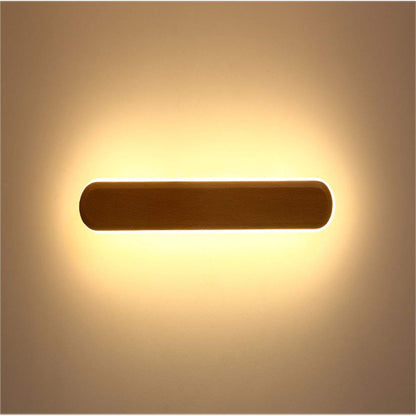 Lamper Neon Oval Pine Wood 12 watts Wall Lamp for Bedroom Living Bathroom Mirror Light Universal Decorative Wall Lamp(AC)