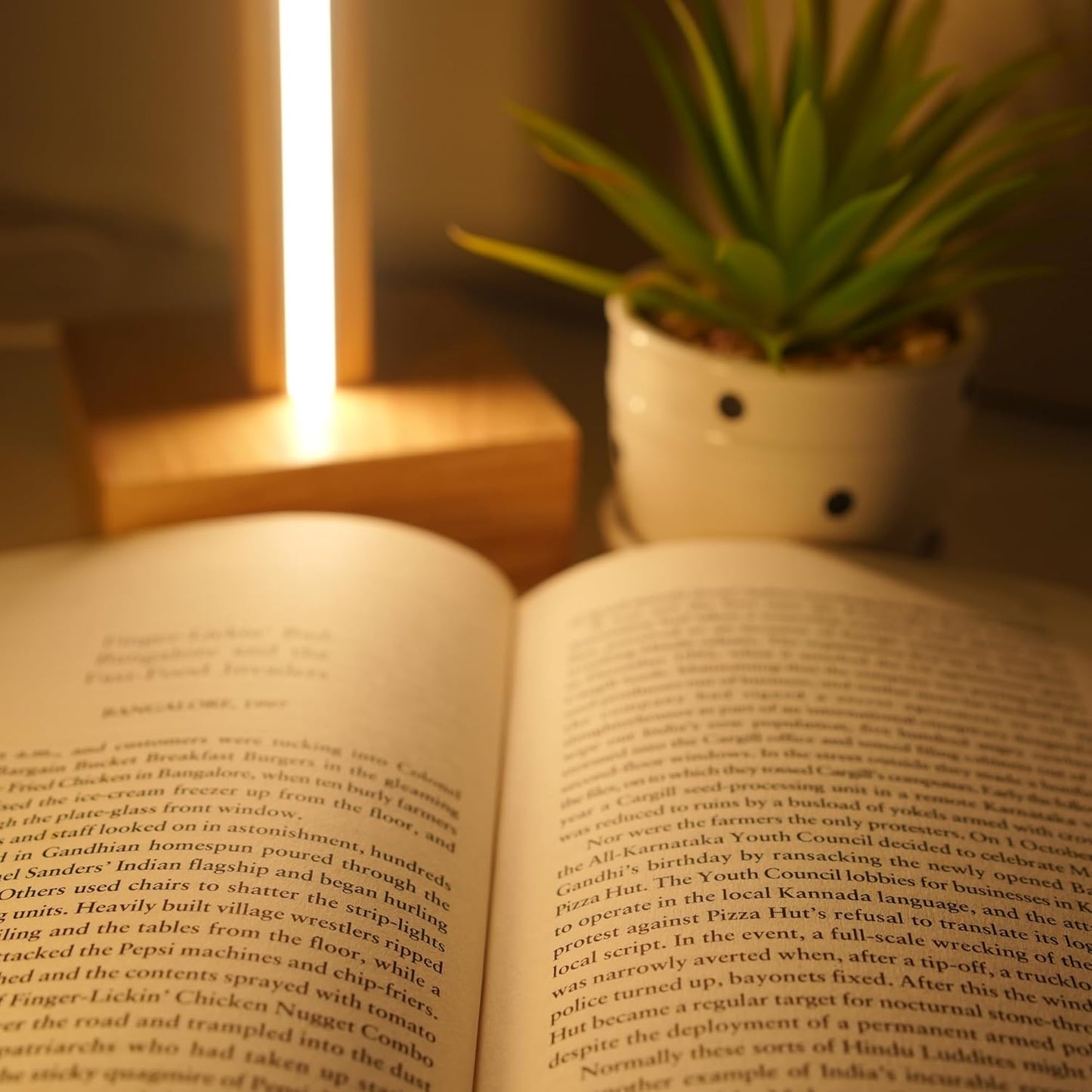 Handcrafted Pinewood Eco-Friendly Table Lamp with Neon Warm LED Light -Energy Saving, 2-Year Warranty, Perfect for Reading and Desk Work, Modern Minimal Design