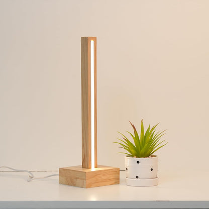 Handcrafted Pinewood Eco-Friendly Table Lamp with Neon Warm LED Light -Energy Saving, 2-Year Warranty, Perfect for Reading and Desk Work, Modern Minimal Design