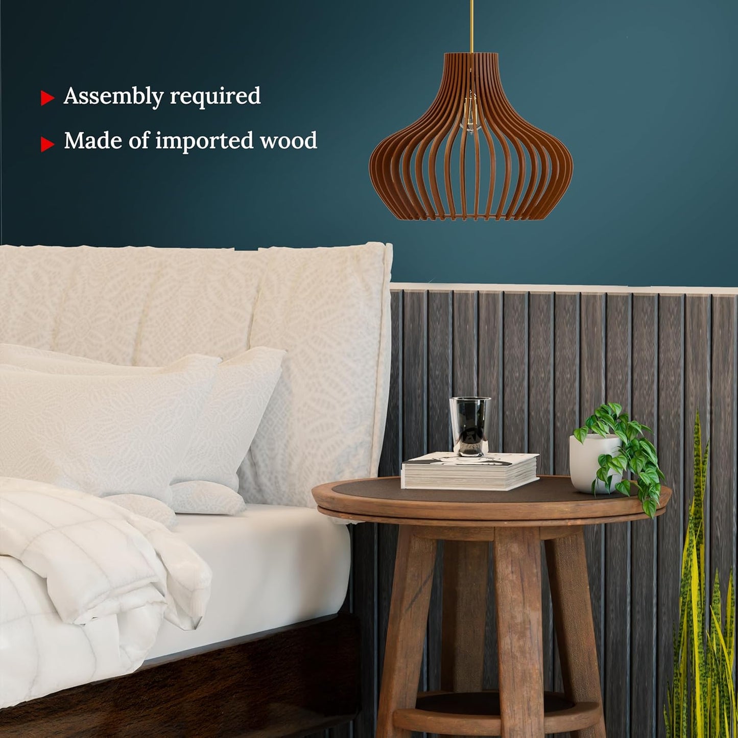 Hanging Lights for Living Room - Wood Pendant Lights for Ceiling, Chandelier for Living Room Modern Jhumar Ceiling Light for Living Room & Hall Modern - Brown