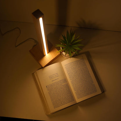 Handcrafted Pinewood Eco-Friendly Table Lamp with Neon Warm LED Light -Energy Saving, 2-Year Warranty, Perfect for Reading and Desk Work, Modern Minimal Design