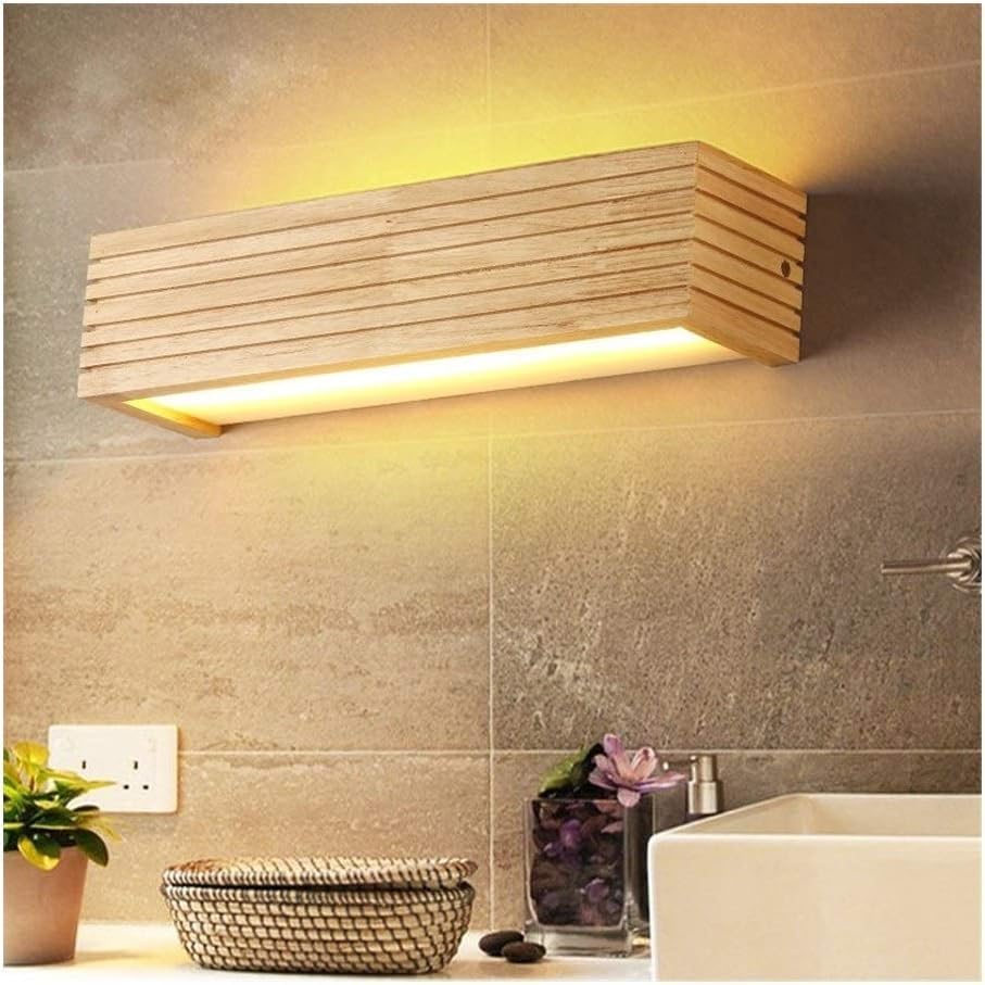 Wooden LED Wall Lamp | Modern Wall Lights for Living Room, Bedroom, Bathroom, Kids Room, & Home Decor | Warm White Light, Natural Wood Finish Wall Sconces for Indoor Lighting - 1 Pack